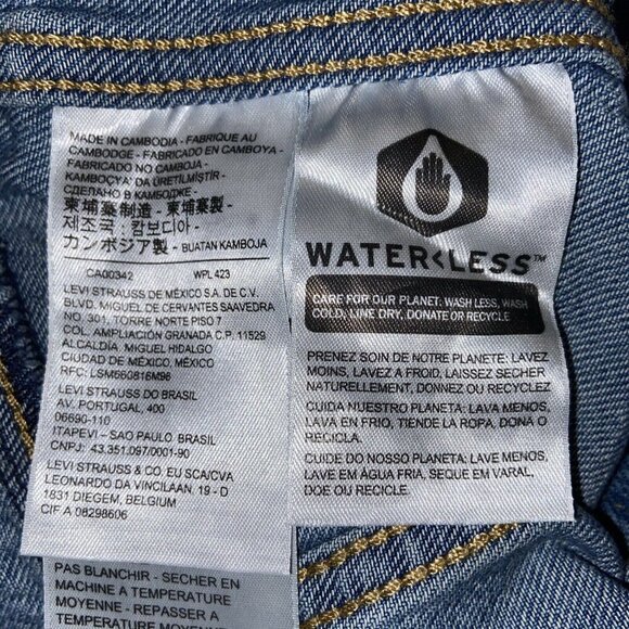 Levi's Premium Women's Prairie Trucker Jacket SMALL Blue Denim Ruffles Feminine - Picture 7 of 8